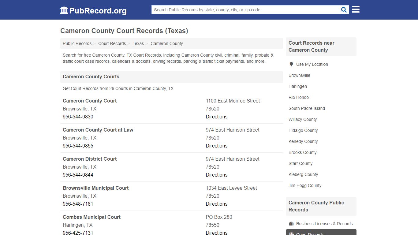 Free Cameron County Court Records (Texas Court Records) - PubRecord.org