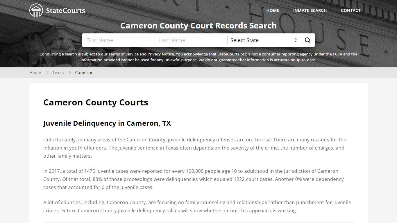 Cameron County, TX Courts - Records & Cases - StateCourts